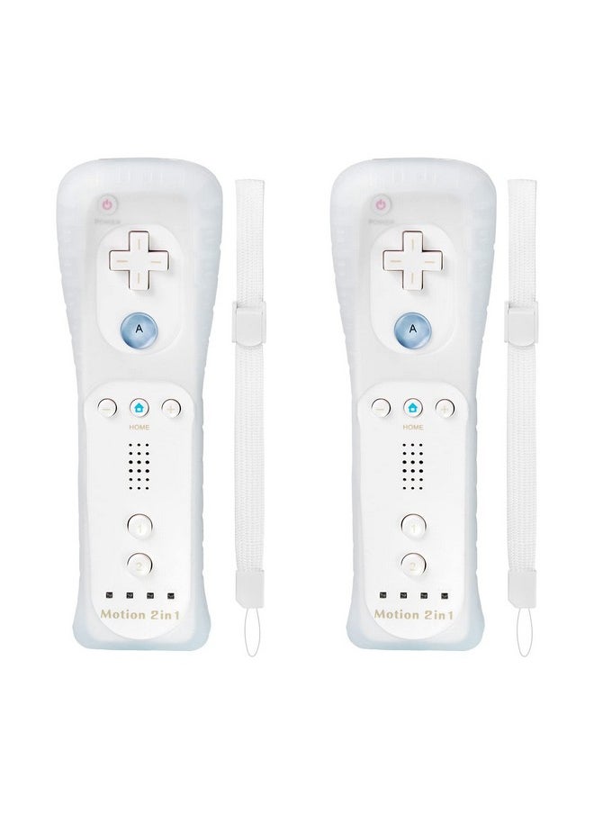 LORDONE - Wii Remote Controller, Wireless Game Wii Remote With Motion Plus For Nintendo Wii And Wii U, With Silicone Case And Wrist Strap (2 Pack, White) - Image 1