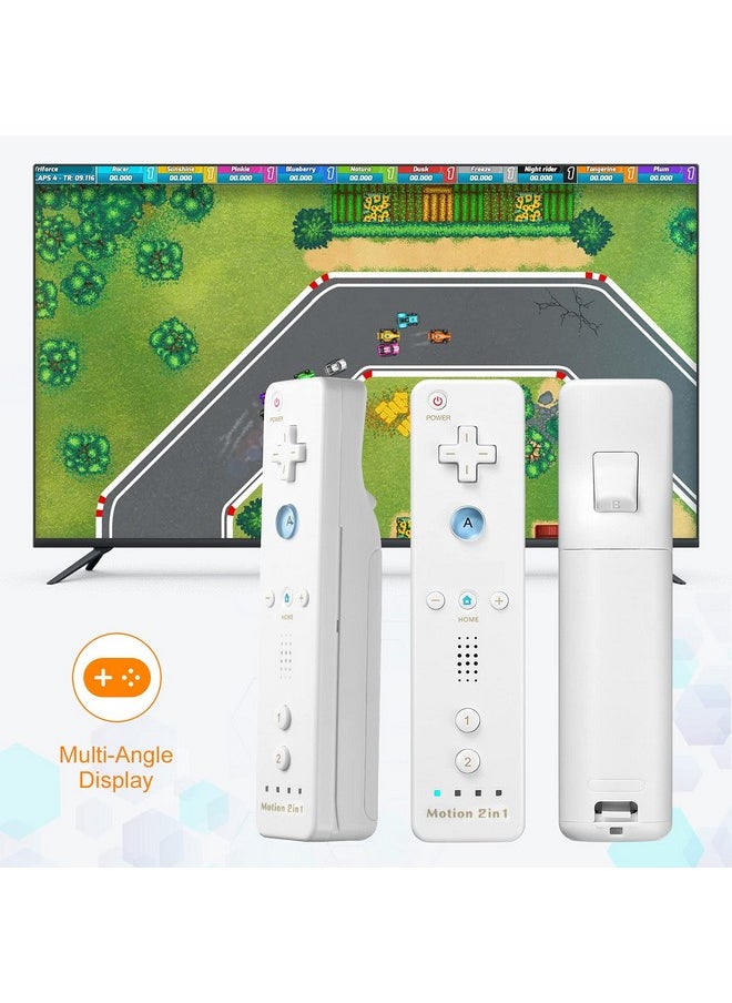 LORDONE - Wii Remote Controller, Wireless Game Wii Remote With Motion Plus For Nintendo Wii And Wii U, With Silicone Case And Wrist Strap (2 Pack, White) - Image 1
