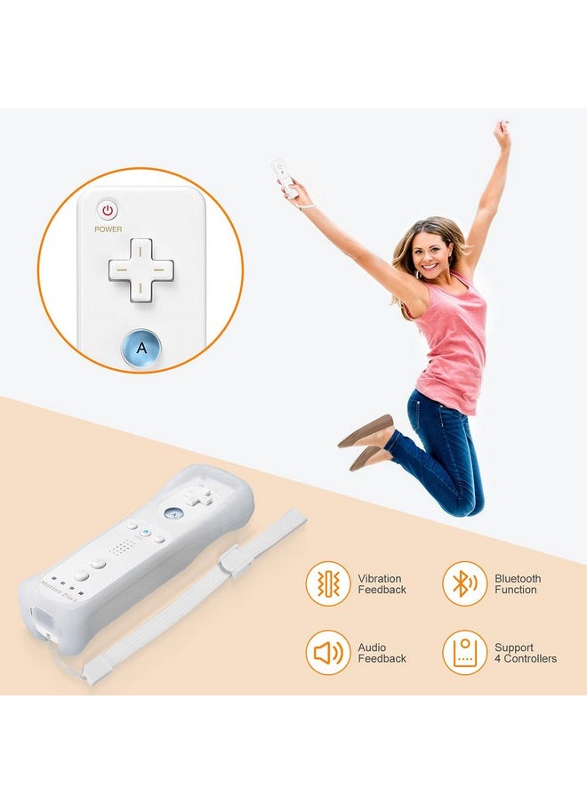 LORDONE - Wii Remote Controller, Wireless Game Wii Remote With Motion Plus For Nintendo Wii And Wii U, With Silicone Case And Wrist Strap (2 Pack, White) - Image 1