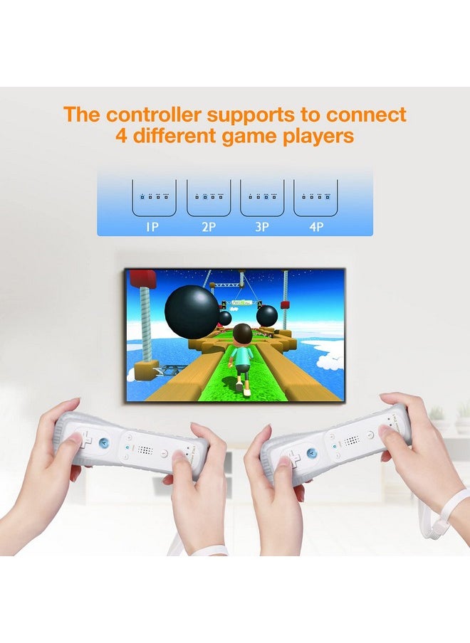 LORDONE - Wii Remote Controller, Wireless Game Wii Remote With Motion Plus For Nintendo Wii And Wii U, With Silicone Case And Wrist Strap (2 Pack, White) - Image 1
