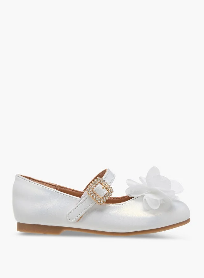 جونيورز Girls Bow Accent Ballerina Shoes with Hook and Loop Closure