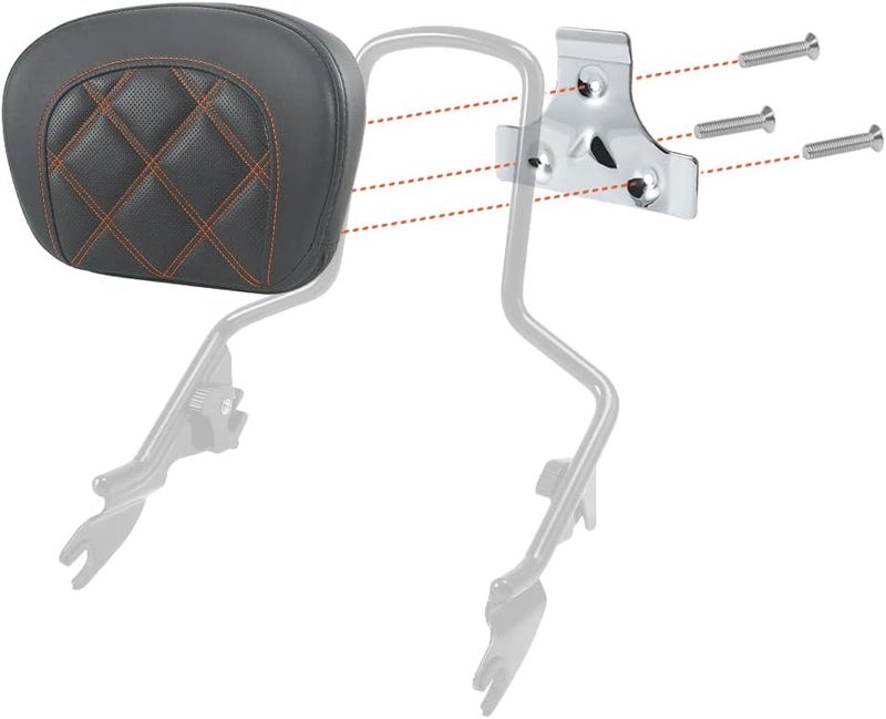 FOVPLUE Passenger Backrest Pad for Harley Touring Models with Double Orange Stitching - Image 3