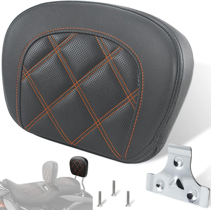 FOVPLUE Passenger Backrest Pad for Harley Touring Models with Double Orange Stitching - Image 1