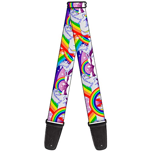 Buckle Down Buckle-Down Guitar Strap, Unicorns In Rainbows Sparkles Purple, 2 Inches Wide - Image 1
