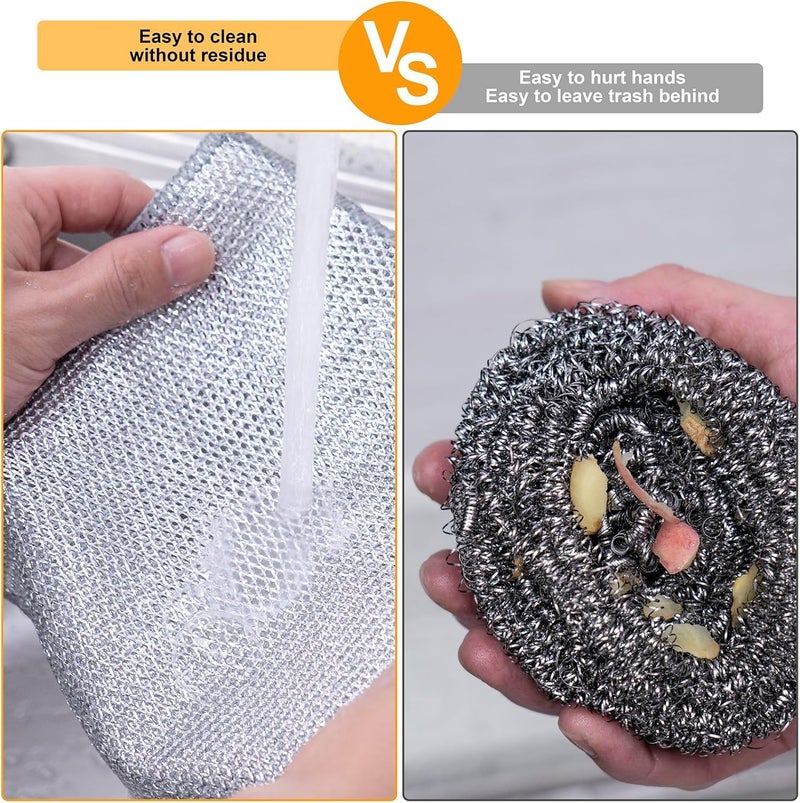 MR. JV MR.JV New Upgrade Triple-Layer Steel Wire Dishcloth - Powerful Non-Scratch Cleaning Cloth for Cookware, Sinks, Dishes, and Stove Tops (3) - Image 5