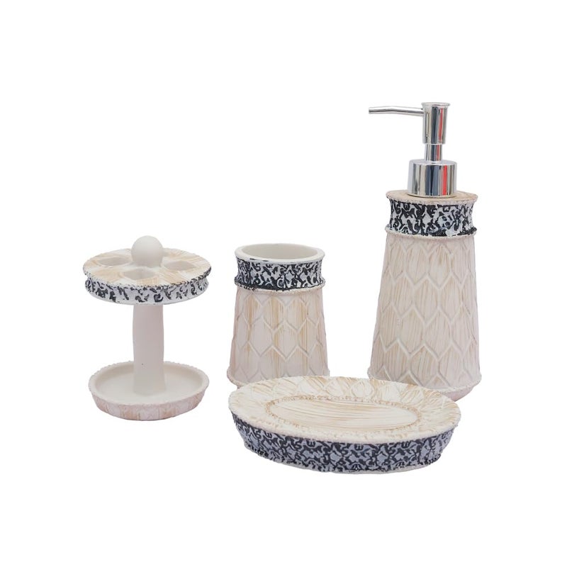 CBEX Bath Accessories Set Bathroom Accessories Set Bathroom Accessories Set 4 Pieces Bath Ensemble Includes Soap Dispenser Toothbrush Holder Tooth Cup Soap Dish Bathroom Accessory Set PM02 - Image 2
