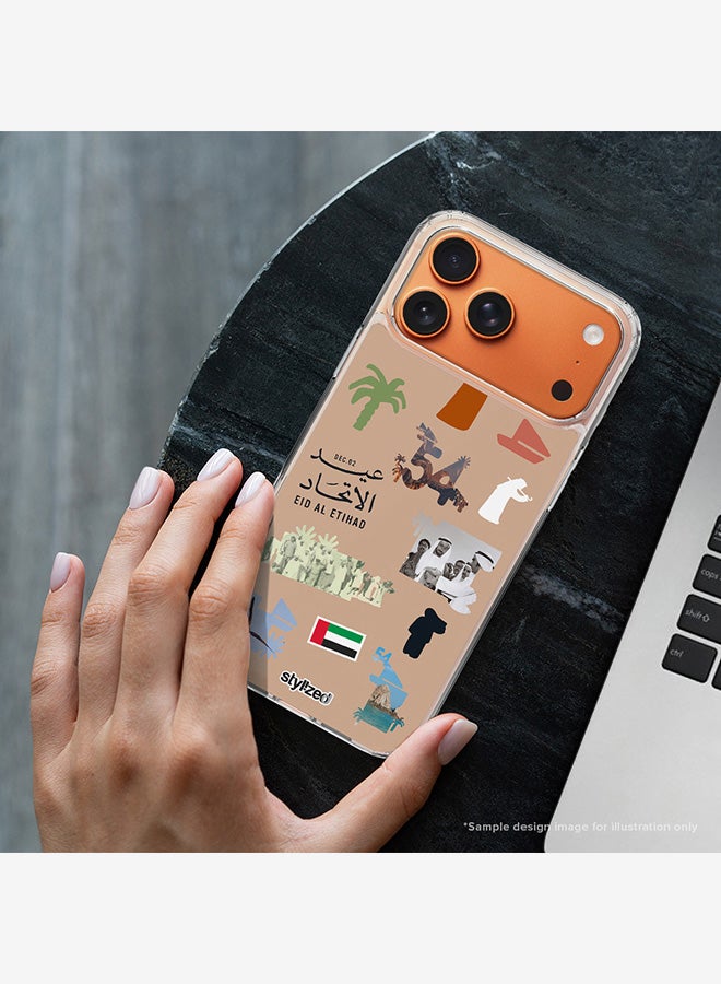 Stylizedd for iPhone 17 Pro Case [Compatible with MagSafe] Slim Magnetic cover Clear Phone Case - Eid Al Etihad 54th UAE National Day, Light Grey - Image 2