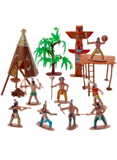 23 Pcs Native American Figurines Indian Figurines Indians Historical Plastic Action Figures For Projects Decoration Birthday Gift