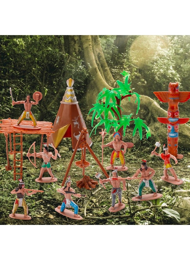 X Hot Popcorn - 23 Pcs Native American Figurines Indian Figurines Indians Historical Plastic Action Figures For Projects Decoration Birthday Gift - Image 1