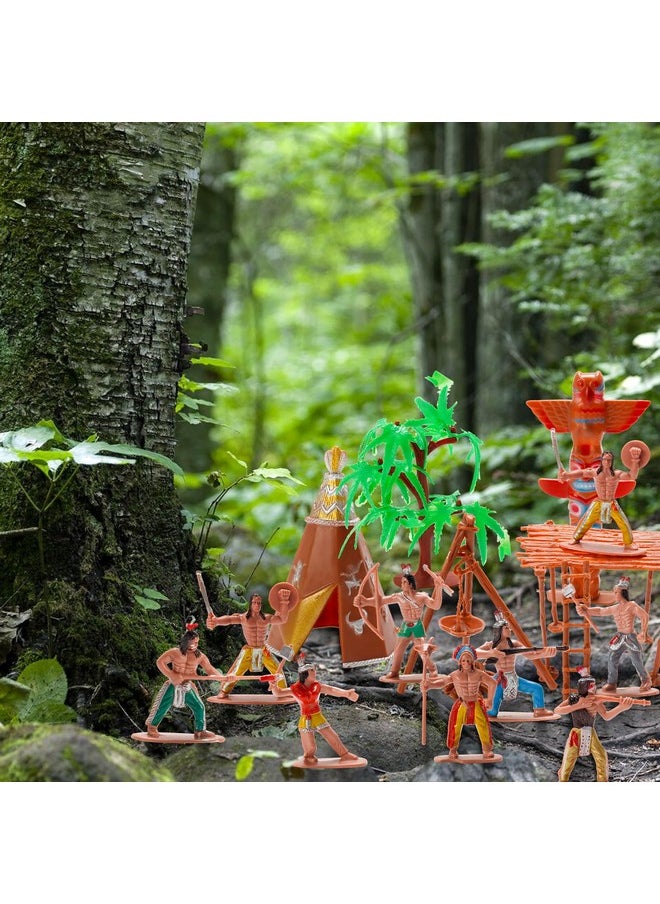 X Hot Popcorn - 23 Pcs Native American Figurines Indian Figurines Indians Historical Plastic Action Figures For Projects Decoration Birthday Gift - Image 1