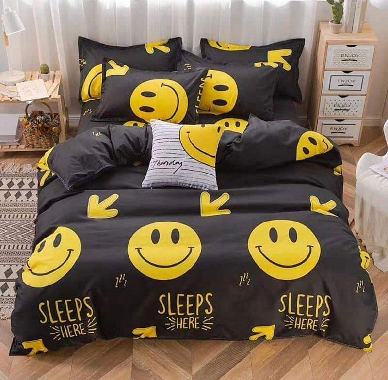 MORADO Premium Glace Cotton Cartoon Design Duvet Cover - Single, Yellow & Black with Zipper - Image 2