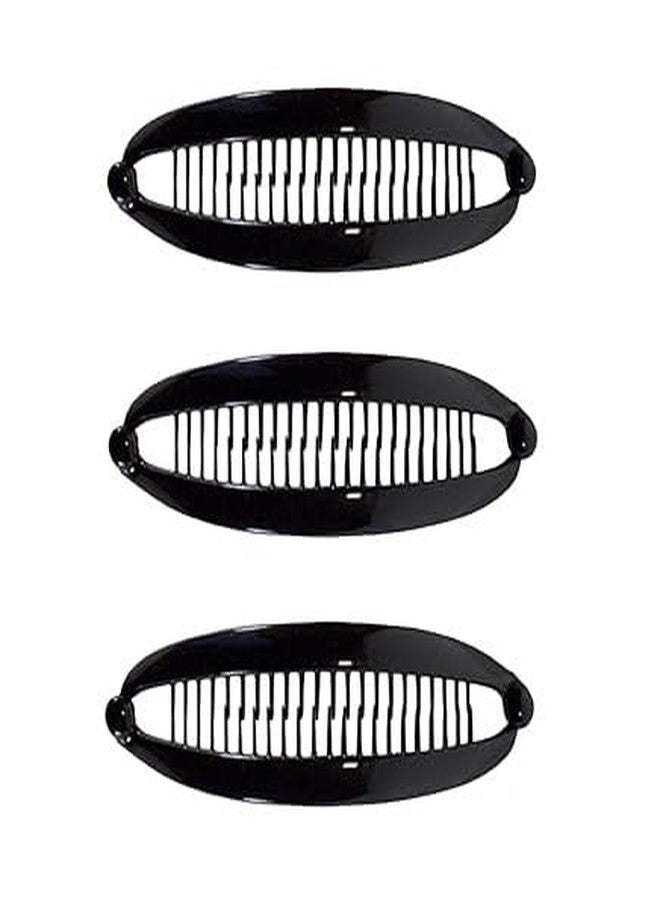 Rinpoche Large Hair Clip Long Clamp Flexible French Curved Ponytail Holder Fishtail Curly Hair Clip Styling Accessories for Women's and Girl's (Black) (Pack Of 3) - Image 1