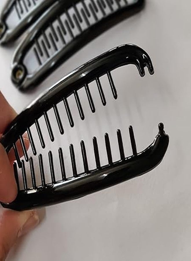 Rinpoche Large Hair Clip Long Clamp Flexible French Curved Ponytail Holder Fishtail Curly Hair Clip Styling Accessories for Women's and Girl's (Black) (Pack Of 3) - Image 2