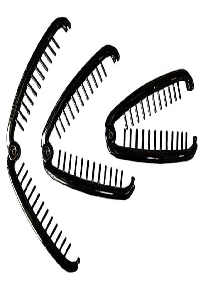 Rinpoche Large Hair Clip Long Clamp Flexible French Curved Ponytail Holder Fishtail Curly Hair Clip Styling Accessories for Women's and Girl's (Black) (Pack Of 3) - Image 3