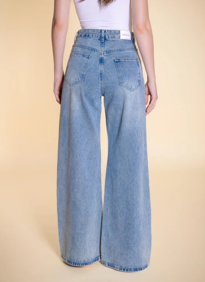 Shapes Blue MID-WAIST BAGGY JEANS for Women | Best Price UAE