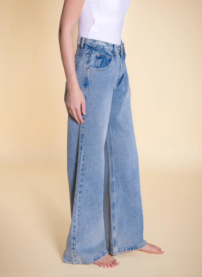 Shapes Blue MID-WAIST BAGGY JEANS for Women | Best Price UAE