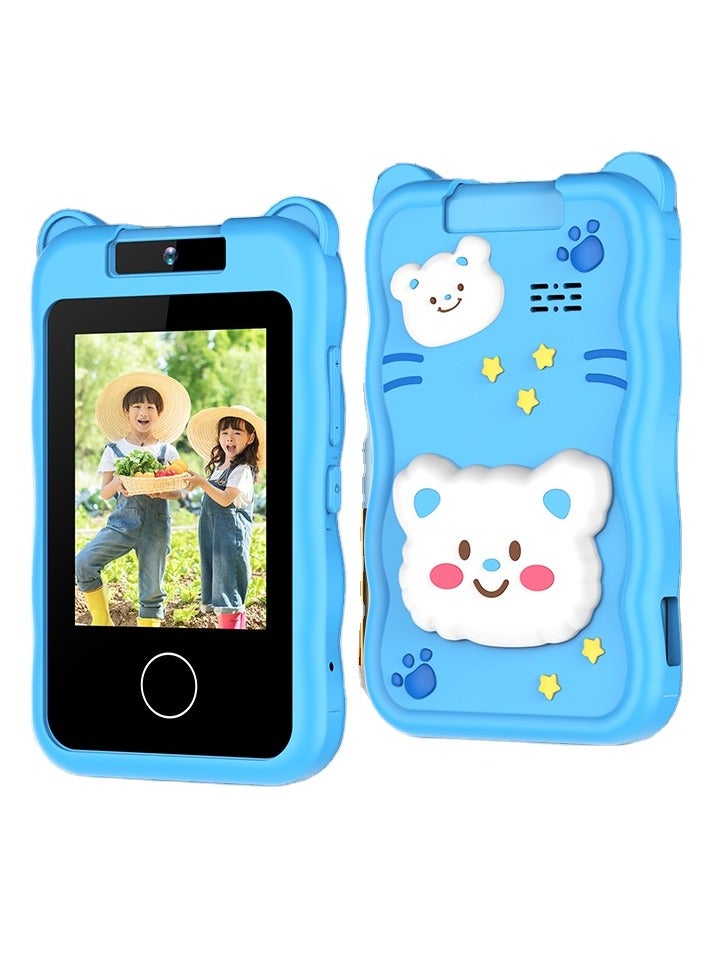 بلو فاير هاتف ذكي جديد للأطفال مع كاميرا لمس 2.8 بوصة - دقة 48 ميجابكسل، فيديو 1080P، عدسة دوارة 180 درجة، ألعاب ذكاء، مشغل موسيقى، هدية تعليمية للأطفال الصغار - Image 1