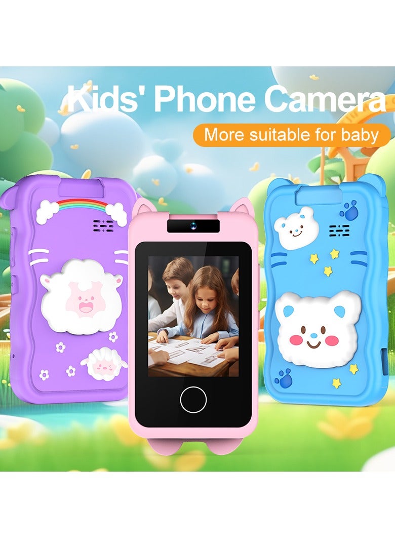 بلو فاير هاتف ذكي جديد للأطفال مع كاميرا لمس 2.8 بوصة - دقة 48 ميجابكسل، فيديو 1080P، عدسة دوارة 180 درجة، ألعاب ذكاء، مشغل موسيقى، هدية تعليمية للأطفال الصغار - Image 2