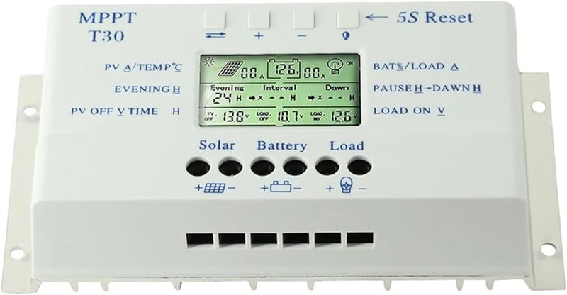 30A MPPT PWM شاحن شمسي للتحكم بالشحن 12V 24V تلقائي مع مؤقت مزدوج لشحن البطاريات - Image 4