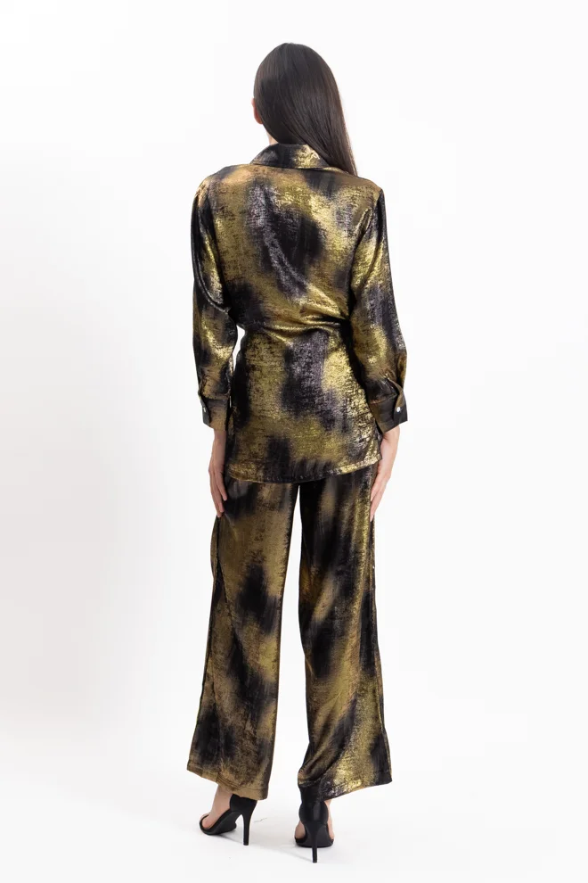 SHAPES CROSSOVER SATIN TOP SET