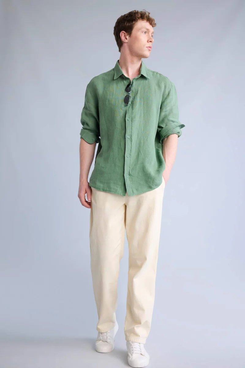 Defacto  Loose Comfortable Fit Wide Leg Summer Linen Trousers for Men | Best Price UAE