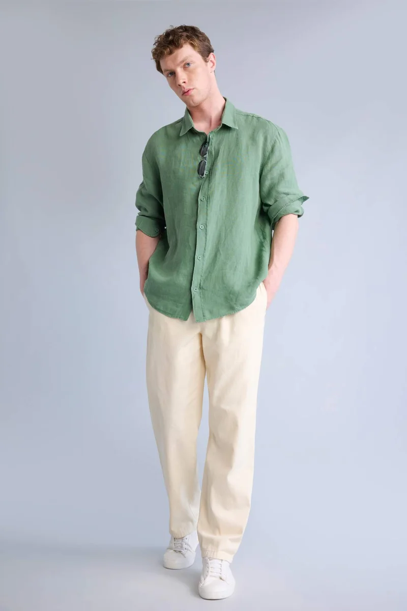 ديفاكتو Loose Comfortable Fit Wide Leg Summer Linen Trousers