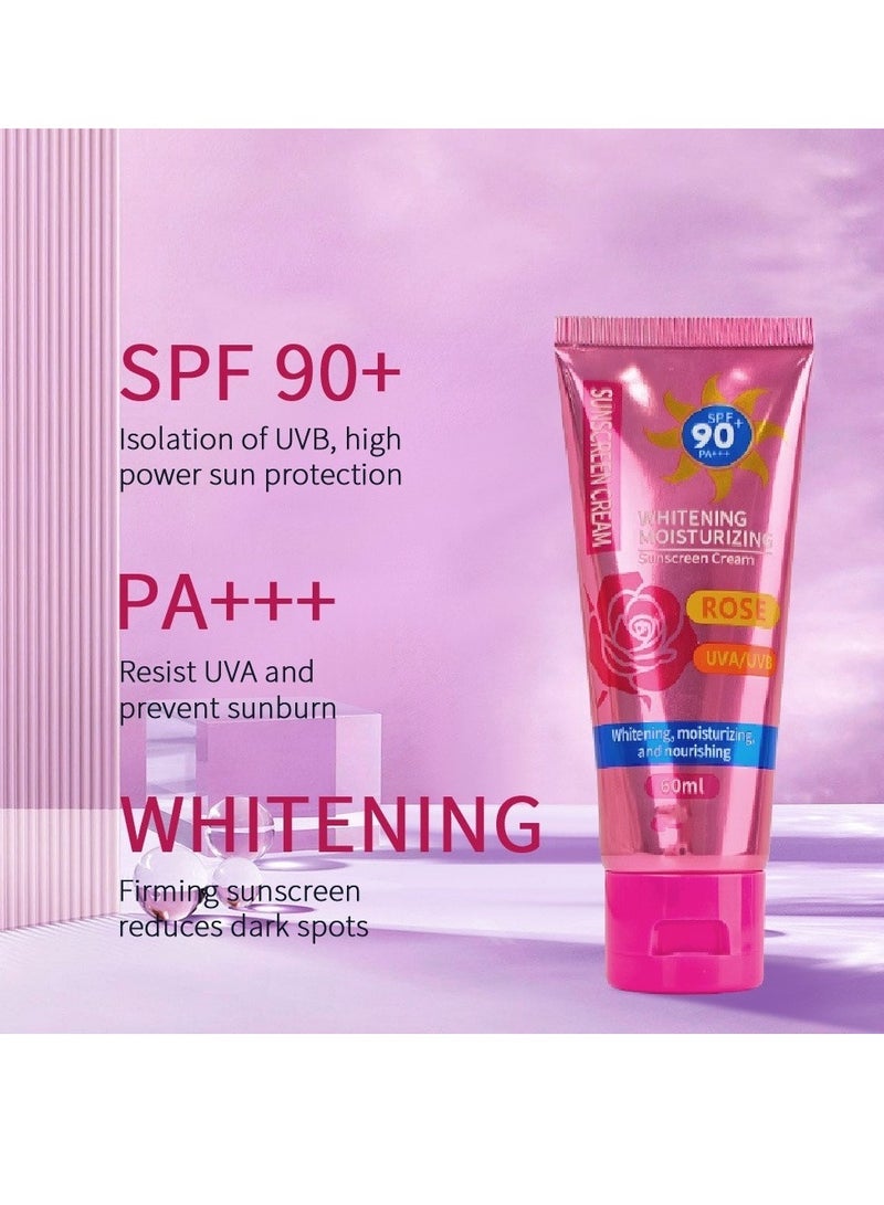 ليبليس روز كريم واقي من الشمس SPF 90 عالي الحماية للأشعة فوق البنفسجية بالإضافة إلى 60 مل واقي من الشمس للبشرة الحساسة منعش واقي الشمس للعناية بالبشرة ، تفتيح تبييض عزل الجمال العناية بالبشرة غسول واقي من الشمس للوجه - Image 2