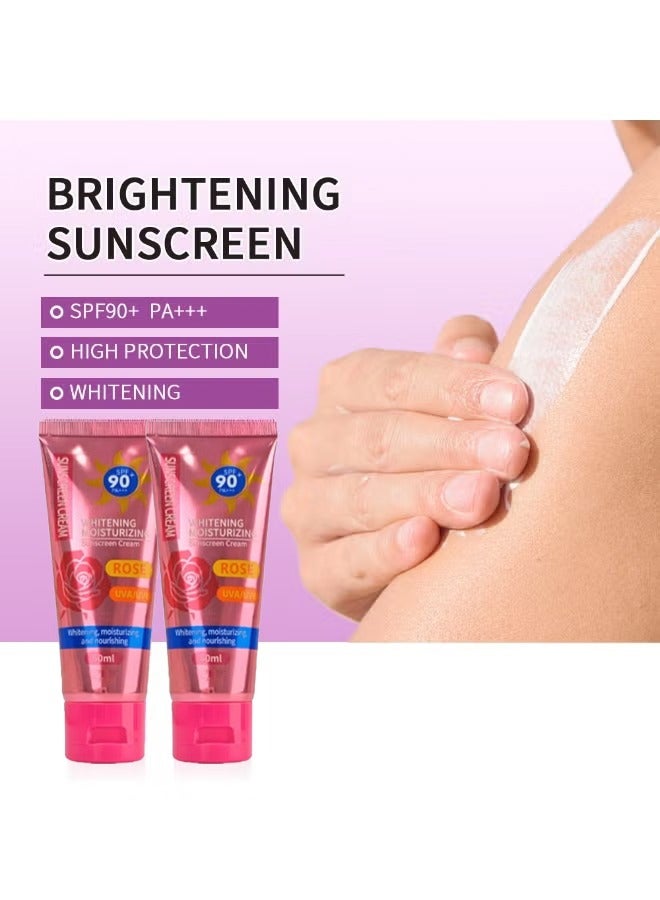 ليبليس روز كريم واقي من الشمس SPF 90 عالي الحماية للأشعة فوق البنفسجية بالإضافة إلى 60 مل واقي من الشمس للبشرة الحساسة منعش واقي الشمس للعناية بالبشرة ، تفتيح تبييض عزل الجمال العناية بالبشرة غسول واقي من الشمس للوجه - Image 4