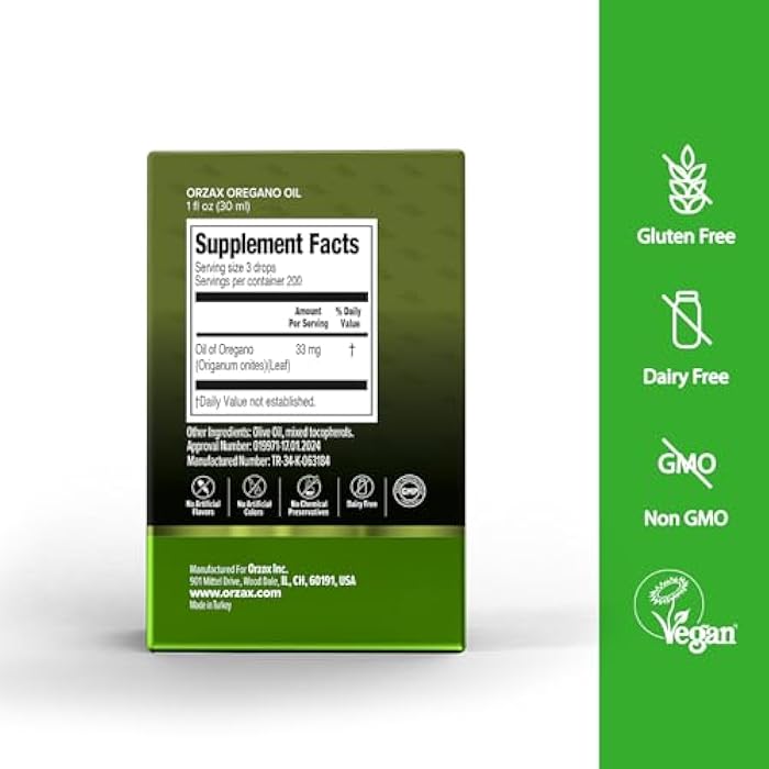 ORZAX Oregano Oil Drops with Olive Oil - 88% Carvacrol and 0.3% Thymol - Non-GMO & Sugar-Free & Gluten-Free & Vegan - Herbal Supplement for Immune Support and Digestive Health - 30 ml - 200 Day Supply - Image 2