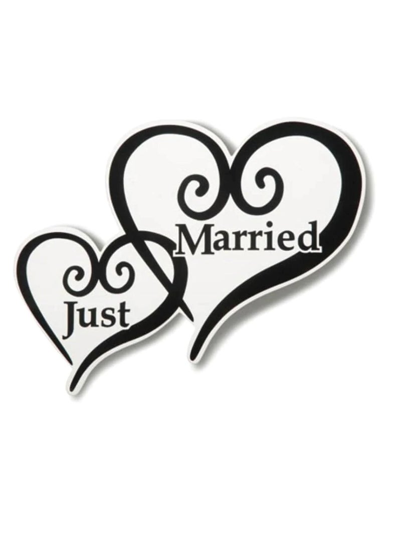 قلوب مغناطيسية للسيارة "Just Married" مقاس 6 × 5 بوصات - Image 2