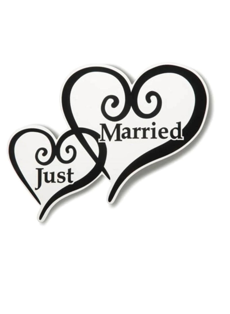 قلوب مغناطيسية للسيارة "Just Married" مقاس 6 × 5 بوصات - Image 3