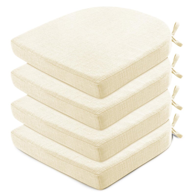 Wellsin Chair Cushions for Dining Chairs 4 Pack  Kitchen Chair Cushions with Ties and NonSlip Backing  Dining Chair Pads 16X16X2 Beige