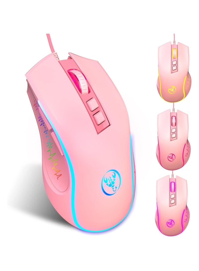 YONK HXSJ 61keys wired luminous keyboard set luminous gaming mouse office game keybaord spot (Pink) - Image 5
