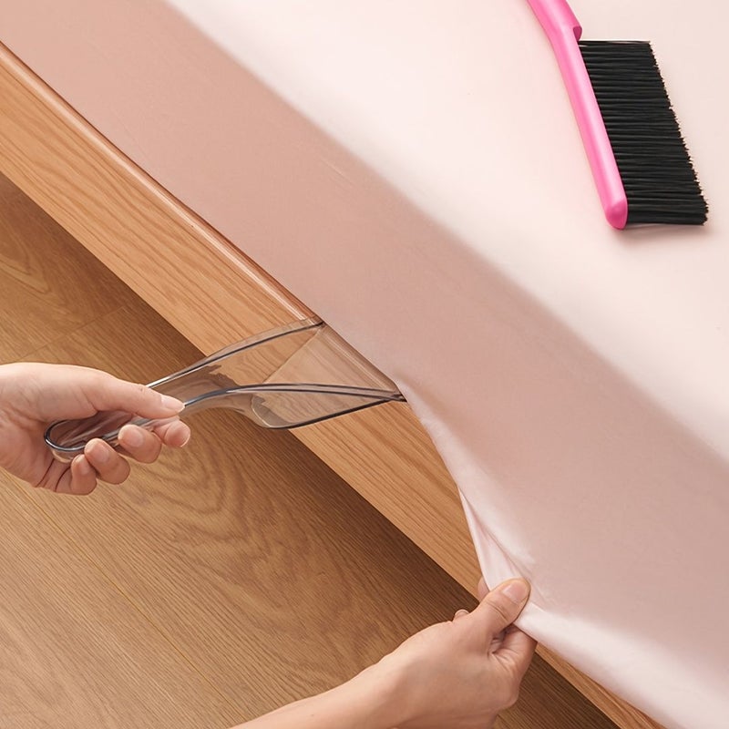 White Multipurpose Bed Sheet Folding Tool with Handhelp Broom for Sofa Bedroom Car Cleaning - Image 1