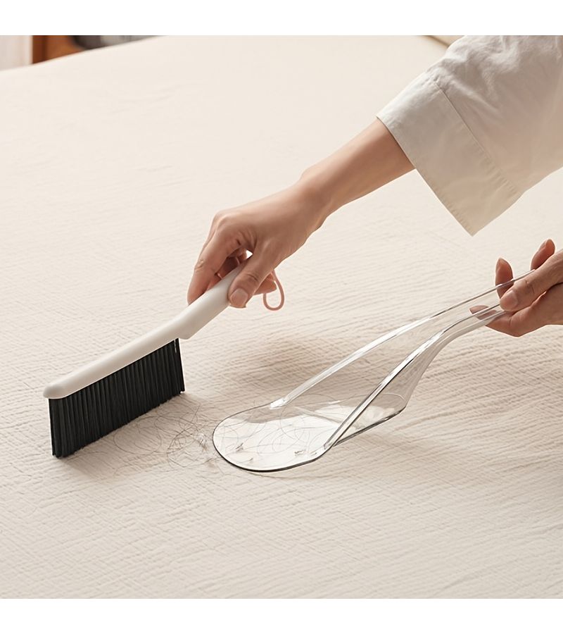 White Multipurpose Bed Sheet Folding Tool with Handhelp Broom for Sofa Bedroom Car Cleaning - Image 4