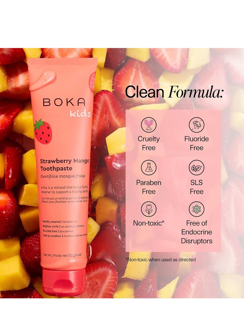 BOKA Boka Fluoride Free Toothpaste- Nano Hydroxyapatite, Remineralizing, Sensitive Teeth, Whitening- Dentist Recommended for Adult- Strawberry Mango Flavor - Image 3