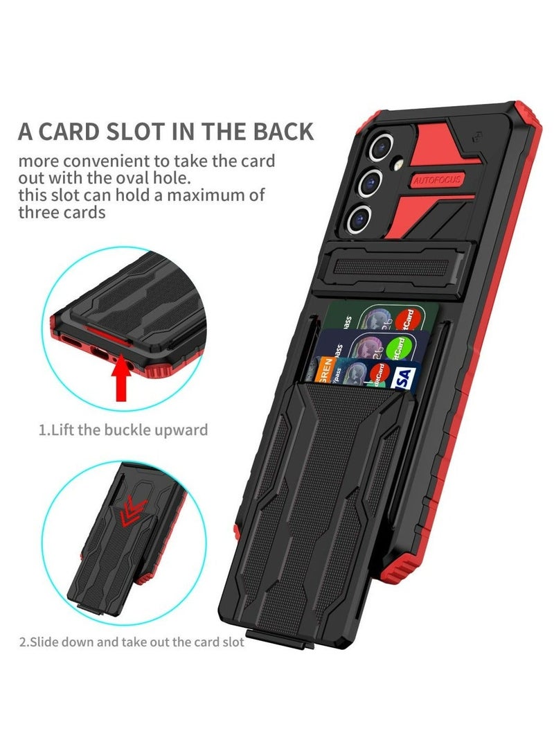 Protective Cover for Samsung Galaxy A14 5G Wallet Case with Credit Card Holder Stand Kickstand Slim Rugged Shockproof Heavy Duty Defender Armor  - Image 2