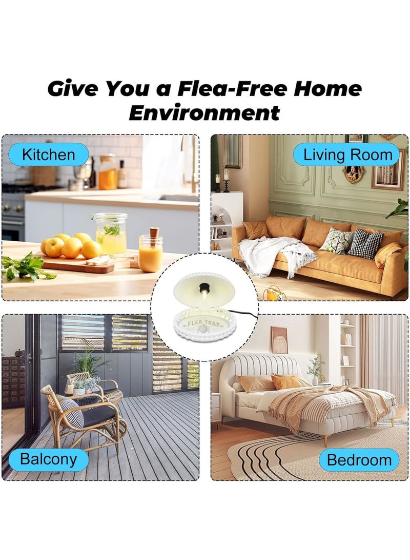 SOLARAE Flea Traps for Home, 2 Pcs Electric Flea Light with 4 Light Bulbs and 4 Sticky Discs, Odorless Non-Toxic Dome Flea Trap, Effective Flea Trap for Gnat, Moth, Safe for Children and Pets, White - Image 3