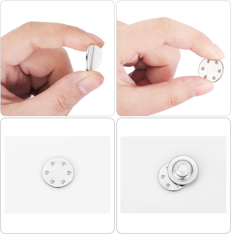 KASTWAVE Magnetic Name Badge Holders - 50 Pcs Round Name Badge Magnets - Adhesive Name Tag Holders - Id Badge Holders Magnet Tags With Adhesive Sides (Sliver) - Image 4