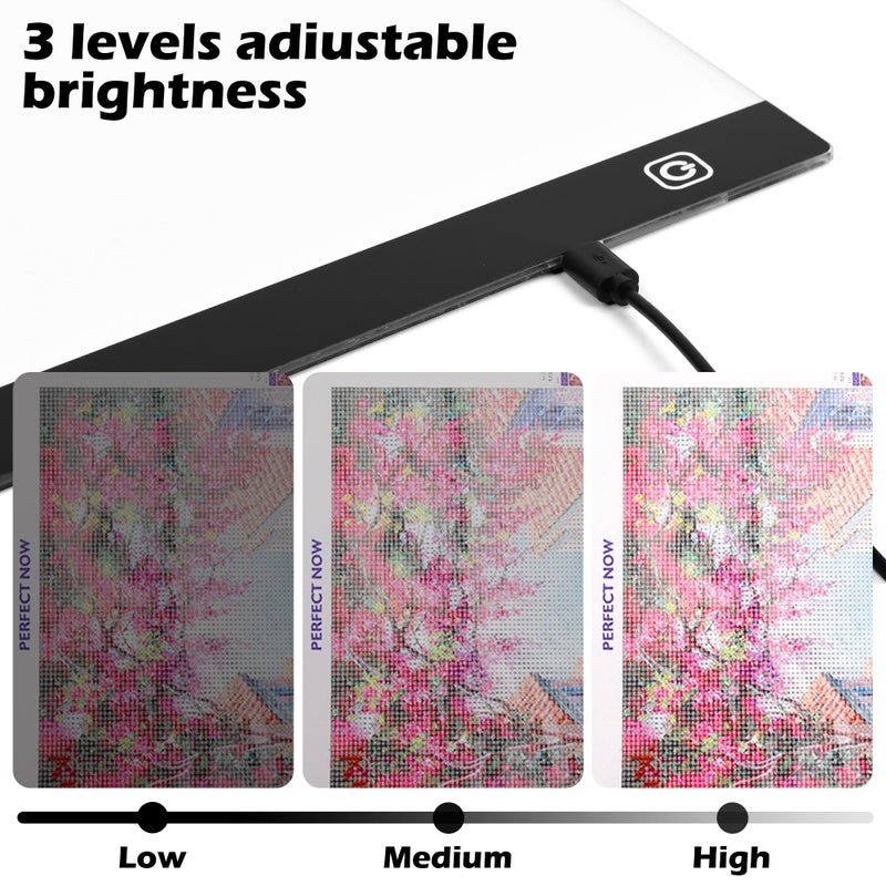 MERATIA Diamond Painting Storage Accessories Kit with A4 LED Light Pad, Bead Organizers, Drill Pens, Storage Boxes, and Tools (A4 Light Pad Kit) - Image 3