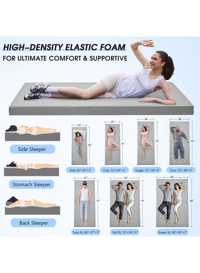 CYMULA وسادة تخييم من فوم الذاكرة، وسادة نوم بسمك 3 إنش للتخييم، مرتبة سيارة غير قابلة للانزلاق، وسادة محمولة قابلة لللف للسفر، سرير ضيف في الشاحنة، خيمة (FULL75*54 * 3) - Image 2