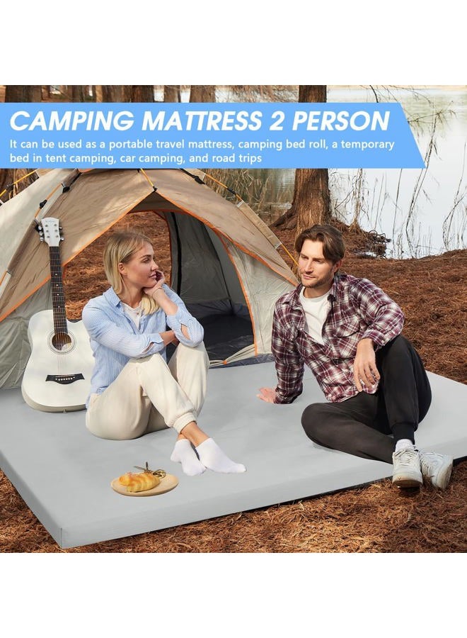 CYMULA وسادة تخييم من فوم الذاكرة، وسادة نوم بسمك 3 إنش للتخييم، مرتبة سيارة غير قابلة للانزلاق، وسادة محمولة قابلة لللف للسفر، سرير ضيف في الشاحنة، خيمة (FULL75*54 * 3) - Image 4