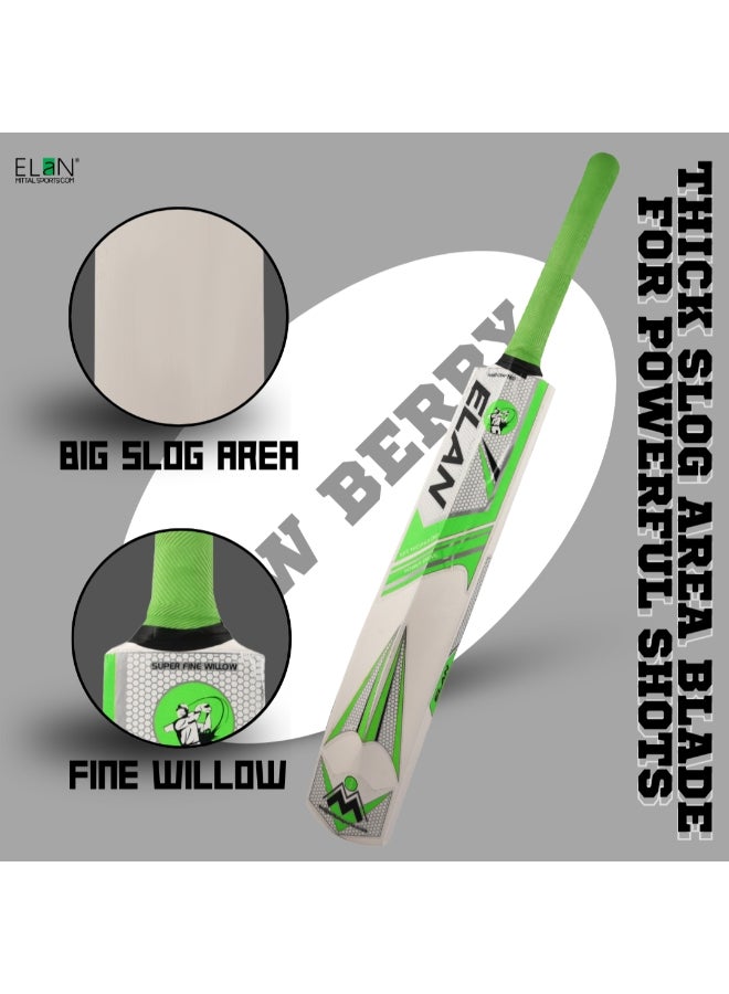 Elan New Berry Wooden Cricket Bat Full Size – Soft Ball Cricket Bat with Durable Wood Blade and Comfort Grip for Practice, Training and Recreational Matches for Soft Balls - Image 3