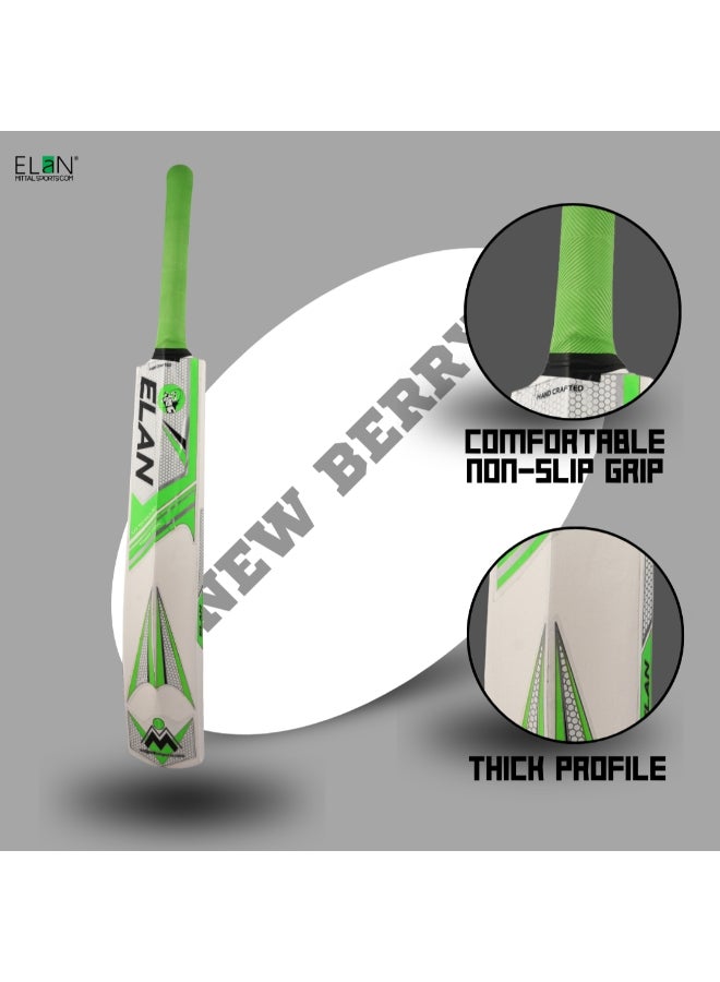 Elan New Berry Wooden Cricket Bat Full Size – Soft Ball Cricket Bat with Durable Wood Blade and Comfort Grip for Practice, Training and Recreational Matches for Soft Balls - Image 2