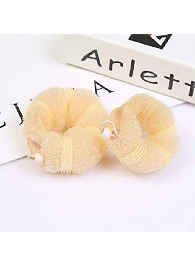 DNHCLL Set Of 2 Beige Magic Hair Styling Styler Hot Hair Donut Bun Ring Styler Maker For Women Lady Girls (1 Large+1 Small) - Image 4