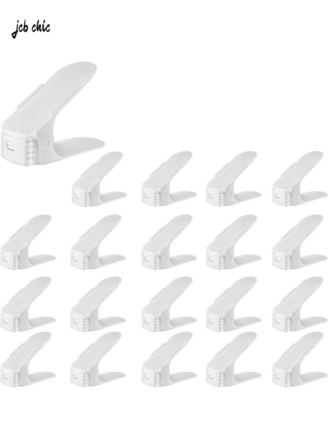 JCB CHIC 20-Pieces Adjustable Shoe Organizer Double Layer Shoe Rack Stackable Shoe Slot for Closet，Upgraded Thickned Shoe Storage Space Saving Shoe Rack - Image 1