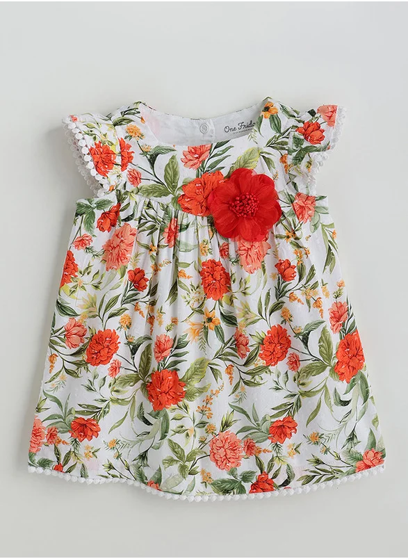 One Friday One Friday Infant Floral A-Line Frill Sleeve Printed Dress