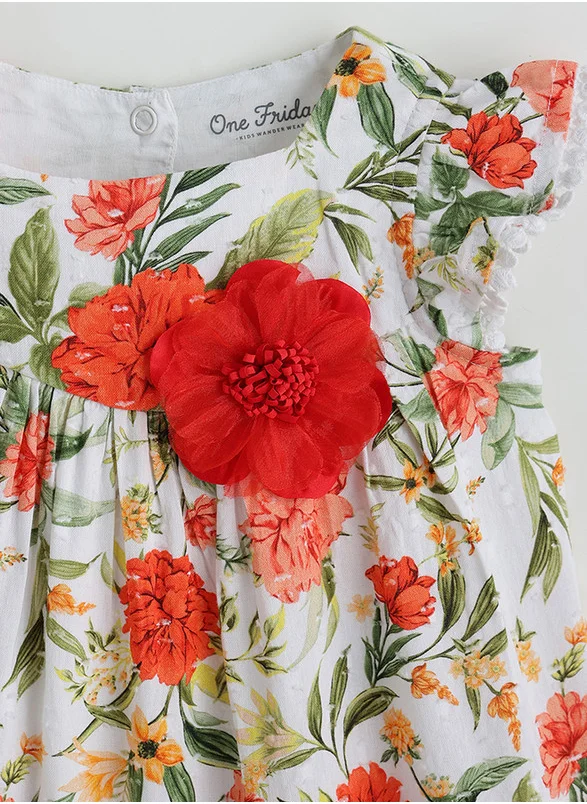 One Friday One Friday Infant Floral A-Line Frill Sleeve Printed Dress