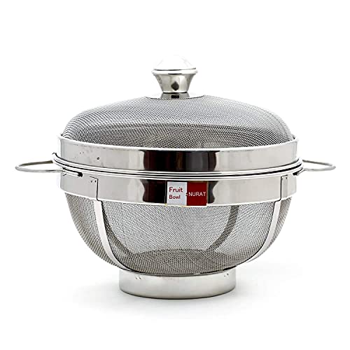 NURAT® Stainless Steel Orbit Fruit & Vegetable Basket with Cover - Diameter - 8 INCH - Image 1