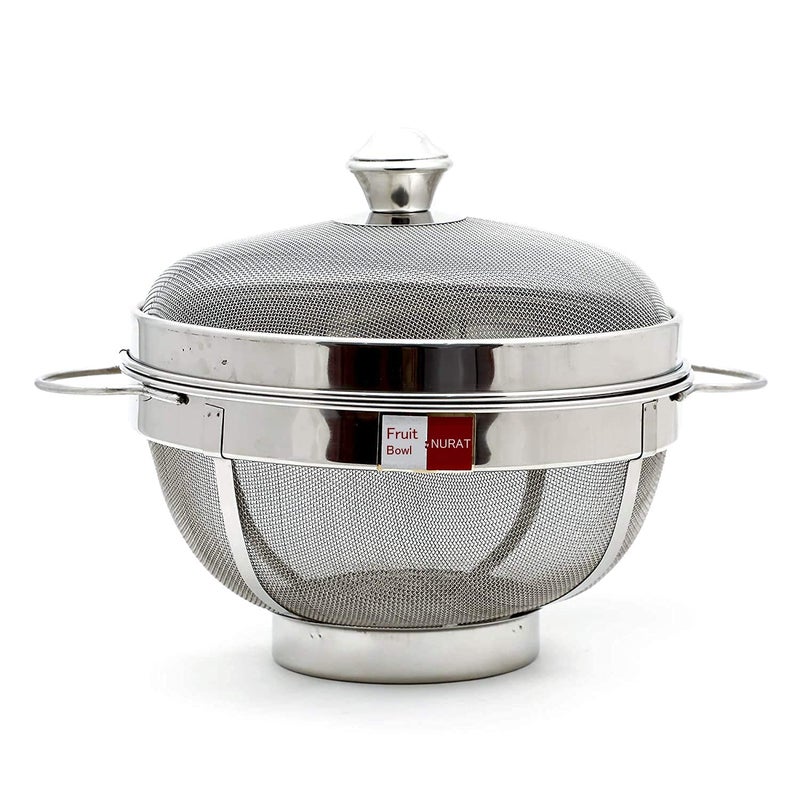 NURAT® Stainless Steel Orbit Fruit & Vegetable Basket with Cover - Diameter - 8 INCH - Image 5